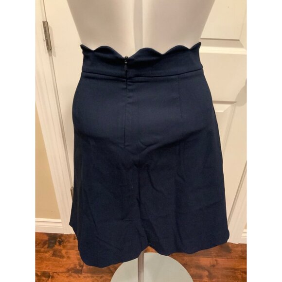J. McLaughlin Navy Blue A-Line Skirt W/ Scalloped Waist, Size 10 - Picture 6 of 7